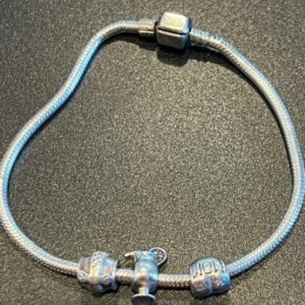 Authentic Chamilia Bracelet with 3 Charms Silver 925 9"